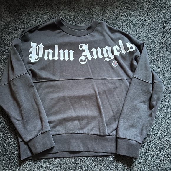 Moncler Black Crewneck Sweatshirt with White Logo